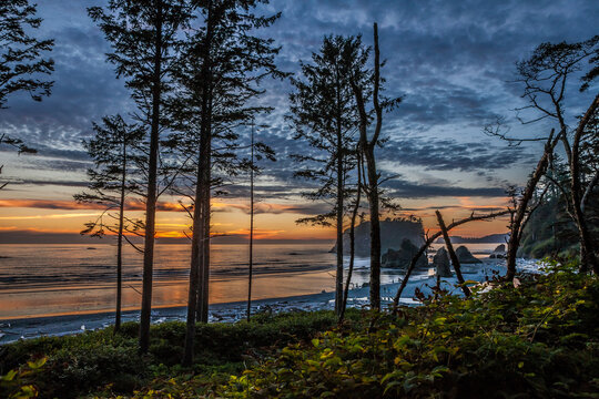 Beautiful Sunset on Ruby Beach, Olympic Peninsula Washington