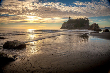 sunset on the Olympic Peninsula beach