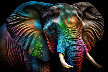 Fototapeta na wymiar elephant with paint portrait 