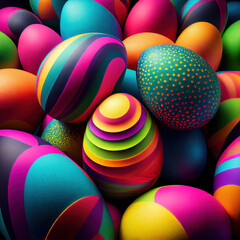 Fototapeta na wymiar colorful easter eggs background. Generative Ai