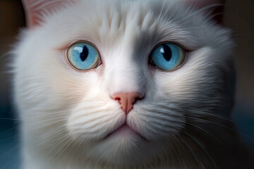 Close up face portrait of a sad cat