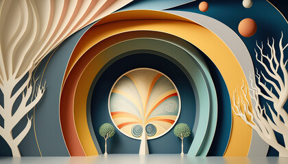 Abstract and Colorful Surreal 3D Nature Wallpaper made by Generative AI