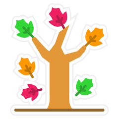 Autumn Tree Leafs Sticker Icon