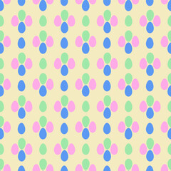 Seamless pattern with decorative Easter eggs of different colors  on a light background. Happy Easter day.