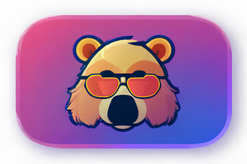 Illustration Of Cool Bear Wearing Sunglasses On A Plain Background created with generative AI technology