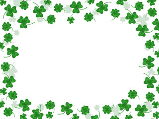 Fototapeta premium Frame background with clover leaves. St. Patrick's day symbol