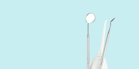 Dental tool and other accesries used by dentists in the office. Dental Hygiene and Health conceptual image.