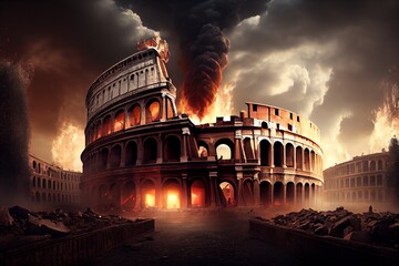 The Fall Of The Roman Empire. Generative AI - obrazy, fototapety, plakaty
