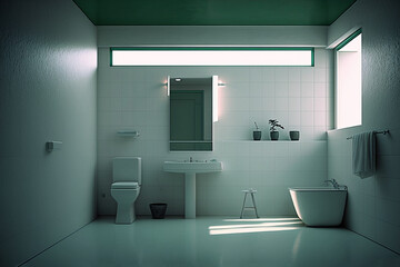 Fototapeta na wymiar toilet interior, created by a neural network, Generative AI technology
