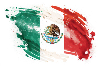 Mexico Flag Expressive Watercolor Painted With an Explosion of Color, Movement and Artistic Flair