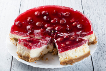 Homemade cheesecake. Homemade pastries.Cake with cottage cheese and berries.
