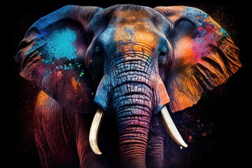 Fototapeta na wymiar rainbow colored elephant
