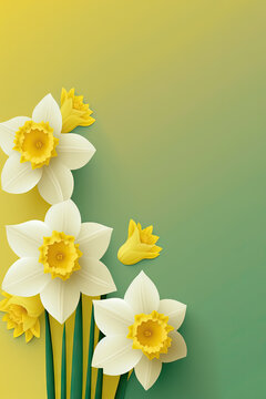 Fototapeta Daffodils Flowers spring summer Minimalism Background with empty Copy Space for text - Daffodils Backgrounds Series - Daffodils background wallpaper texture created with Generative AI technology