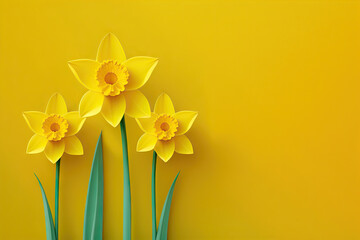 Daffodils Flowers spring summer Minimalism Background with empty Copy Space for text - Daffodils Backgrounds Series - Daffodils background wallpaper texture created with Generative AI technology