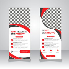health fitness roll-up banner design, retractable banner template