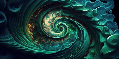 Abstract fractal background with spiral. Generative AI