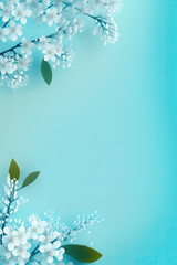 Spring Summer nature flower plants white blue with empty copy space for text background texture - Spring Summer Blue Wallpapers - Spring Summer blue backdrop created with Generative AI technology