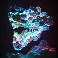 Teeth made with neon clouds, Generative AI