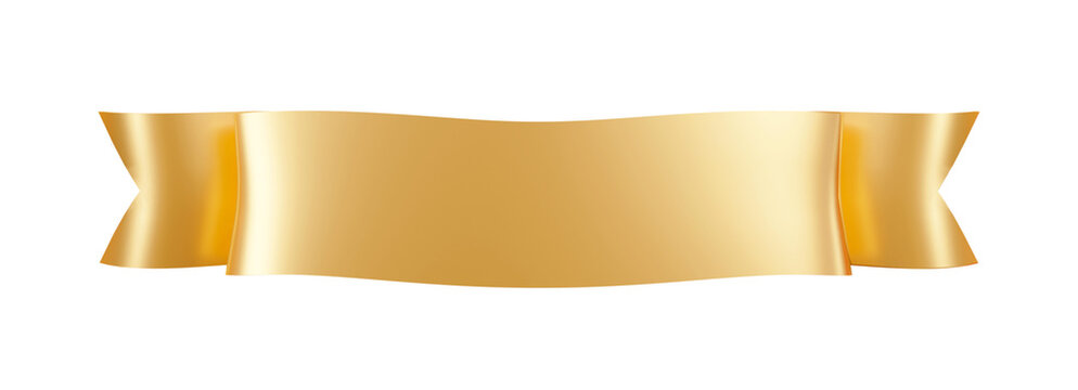 Golden ribbon label 3d rendering illustration