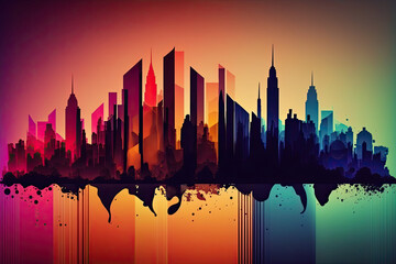 Obraz premium Colorful Cityscapes background , generative artificial intelligence 
