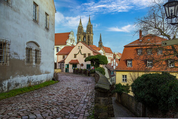 Fototapeta na wymiar Meissen city. Saxony, Germany. Street of old medieval town.
