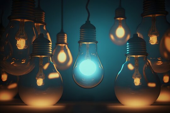 Brainstorming Session Idea, Inspiring Vision Idea, Glowing Bulb Idea, Illuminated Bulb Idea, Brainstorming Session Idea, light bulb on the wall, generative ai