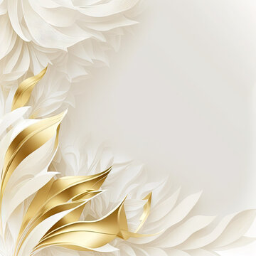 Spring Summer nature flower plants white gold with empty copy space for text background texture - Spring Summer Gold Wallpapers - Spring Summer gold backdrop created with Generative AI technology