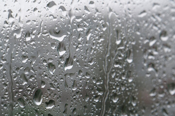 Raindrops on the window glass