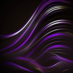 Abstract background of purple lines on a black background. Generative AI
