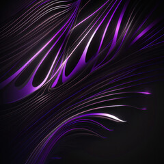 Abstract background of purple lines on a black background. Generative AI