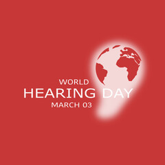 World hearing day with globe and ears isolated