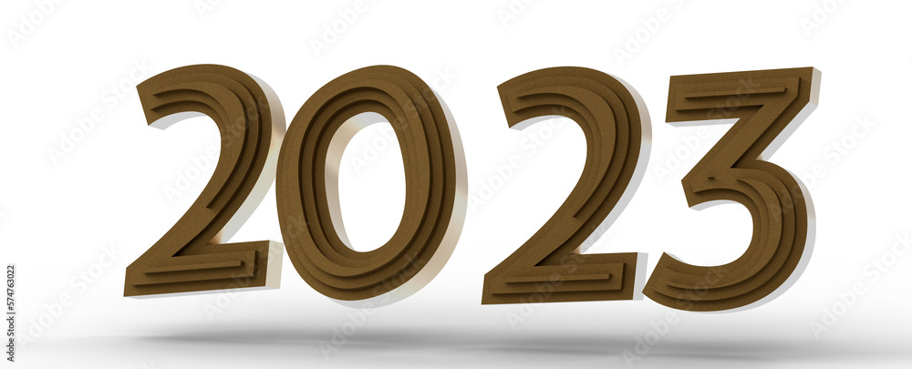 Poster Year as Number - Typography design of 2023 with 3d style design
