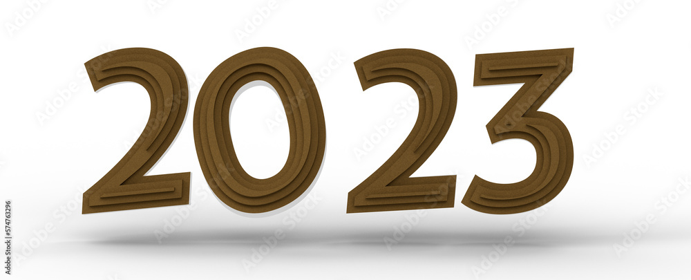 Poster Year as Number - Typography design of 2023 with 3d style design