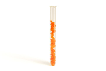 Healthy, natural carrot cut into cubes in a test tube