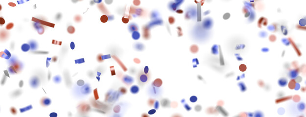 Confetti - A blue glitter confetti border with red and blue Confetti on white