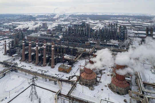 Aerial view of big chemical plant.