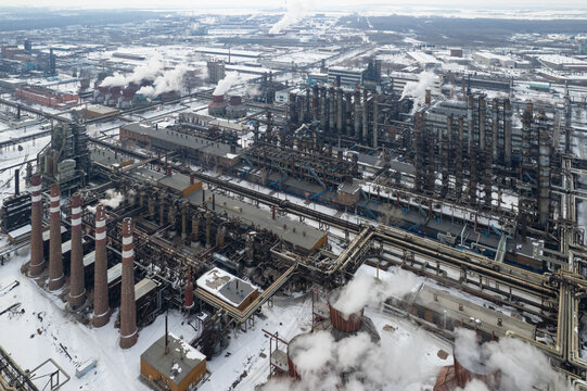 Aerial view of big chemical plant.
