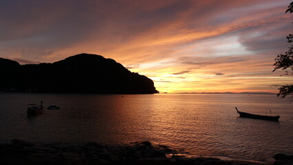 sunset, sea, water, ocean, rock