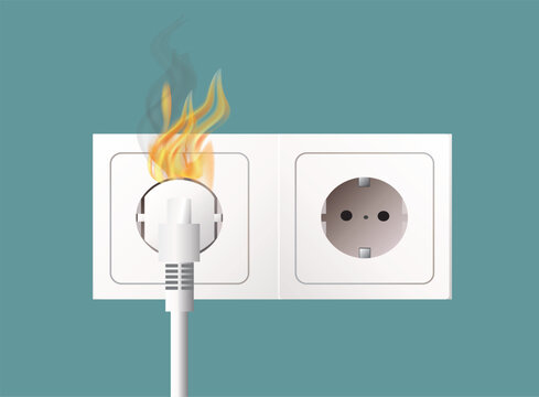 Short circuit electric outlet fire