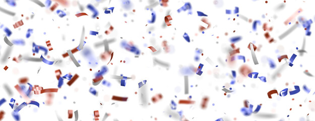 confetti - USA banner mockup with confetti confetti in American national colors. USA Presidents Day, American Labor day, Memorial Day, US election concept.