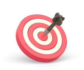 Realistic 3d icon of dart in center of target