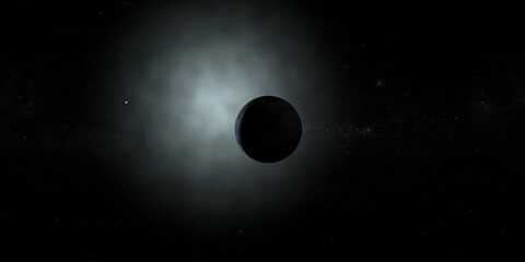 Triton, natural satellite of Neptune, rotating with spatial nebula © Manuel Mata