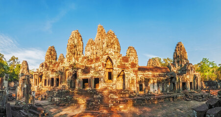 Fototapeta na wymiar Ruins of the ancient Bayon temple near Angkor Wat, Cambodia, Asia