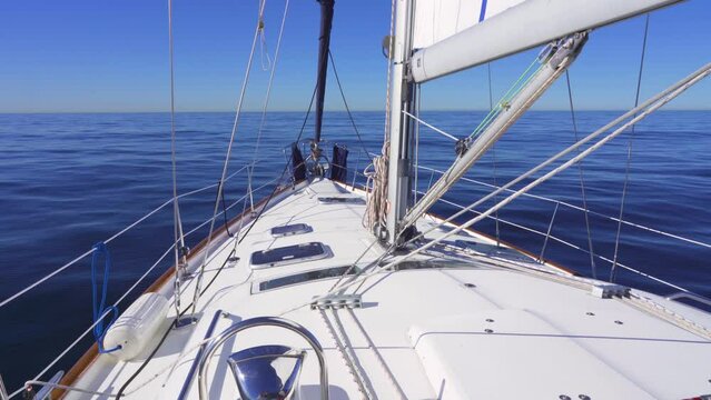 Sailing yacht boat on ocean sunny day, freedom travel adventure lifestyle