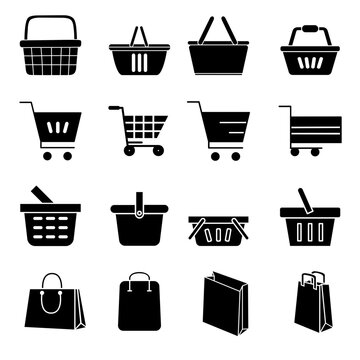 Basket icon vector set. Shop cart illustration sign collection. Shop pacage symbol. Shoping logo.