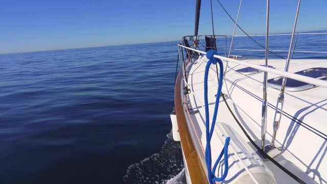 Sailing yacht boat on ocean sunny day, freedom travel adventure lifestyle