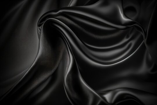 Elegant black satin texture background created with Generative AI