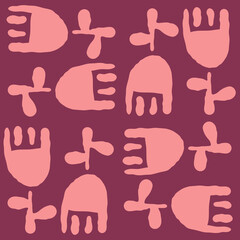 Tulips with leaves pattern for fabric print, background decoration, paper ornament, wallpaper. Floral, garden, botanical, theme. Romantic, elegant hand drawn illustration. Vintage retro style drawing.