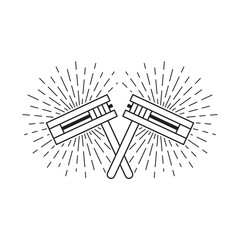 Purim gragger, musical instrument ratchet, noise maker, Jewish musical toy Ra'ashan for holiday. Purim Grogger in linear style. Coloring page.