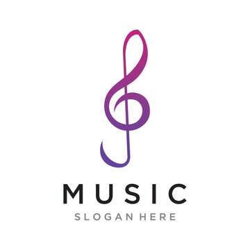 Creative musical note logo template abstract design for vocal , music , course, choir, singer ,education , concert.